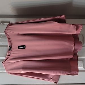 Express large pink silky blouse